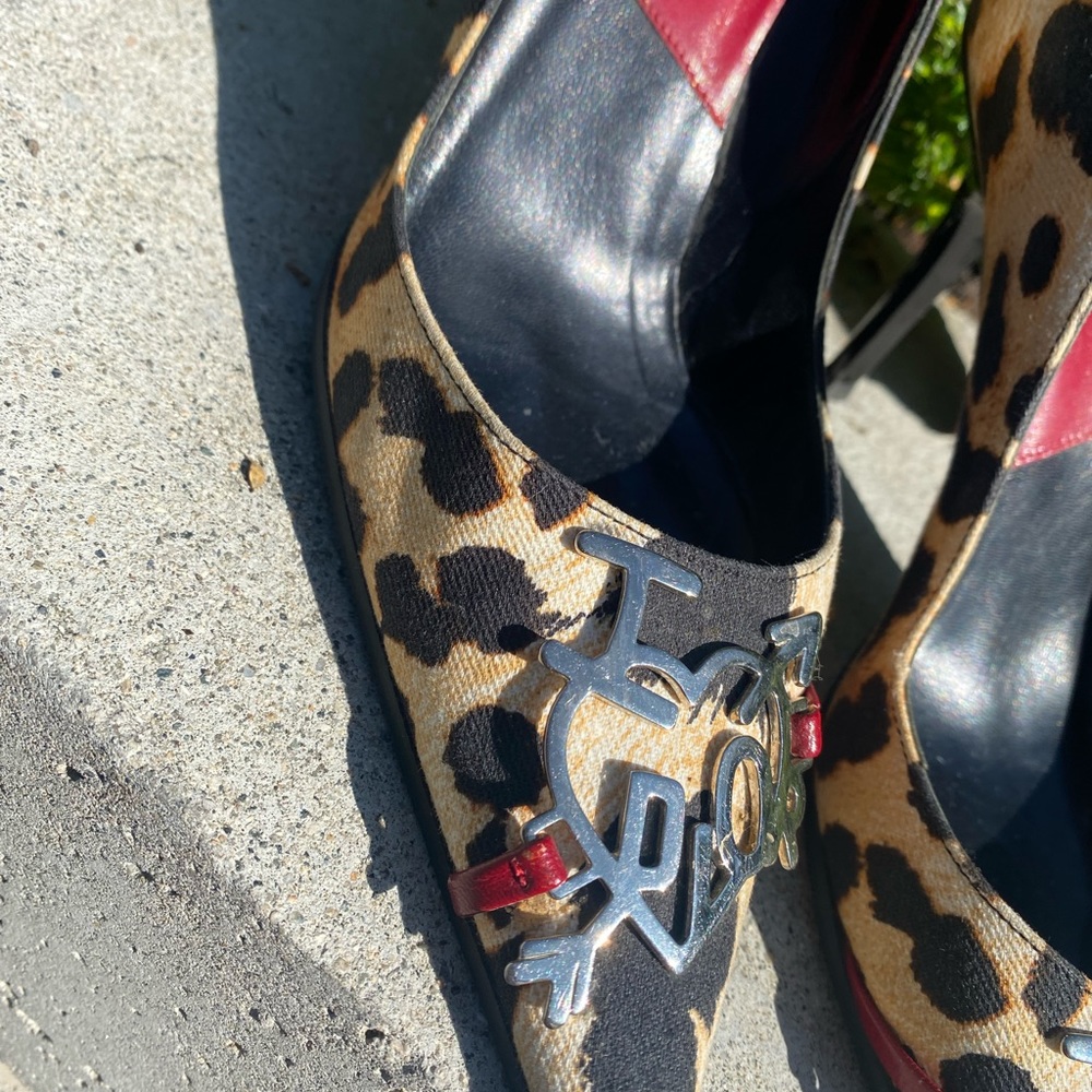 Dior Leopard Print Heels with Red Accents